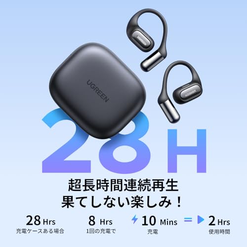 【2025最新!オープンイヤー イヤホン】UGREEN HiTune S7 ワイヤレス オープンイヤー型イヤホン【Bluetooth 6.0 / 18mmチタニウム製ドライバー / 合計28時間再生 / 4マイクノイキャン技術 / IPX5防水】Hi-Fi音質 DNNノイキャン 2台デバイス同時接続 APPカスタム操作 急速充電対応 IMAX級低音体験 音漏れ抑制 耳を塞がない ブラック 中間 画像