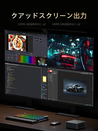 MINISFORUM Venus Series UM790Pro ミニpc Ryzen 9 7940HS DDR5 32GB 1TB PCIe4.0 SSD Windows 11 Pro コンパクトpc RYZEN AI エンジン HDMI×2/USB4x2（PD給電|8K@60Hz) 4画面出力 2.5Gbps LAN/Wi-Fi6E/BT5.3付き 中間 画像