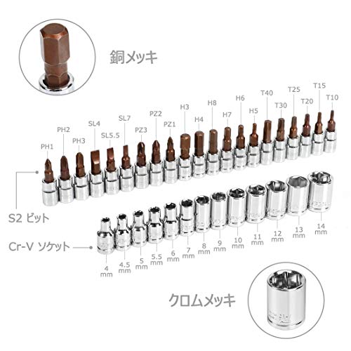 WORKPRO ソケットレンチセット ラチェットレンチ オフセットタイプ 差込角6.35mm(1/4インチ) 46点組 自動車修理 車メンテナンス ガレージツールセット 作業セット 工具 道具 専用収納ケース付属 最後 画像