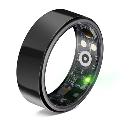 スマートリング 健康管理 【新登場 & 長時間使用可能】 Android/Iphone対応 睡眠管理 スマート指輪 ヘルスケア 睡眠計測 8種類運動モード 3種類データ測定機能 IP68防水USB磁気充電 カメラ制御 小型 超軽量 カロリー 運動距離 歩数計 活動量計 smart ring 男女兼用 日本語取扱説明書 磁気充電ケーブル付き プレゼント (ブラック, 11号(64.6mm)) 1枚目 画像