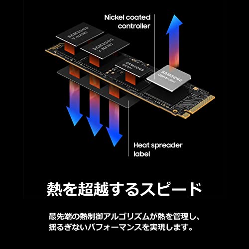 Samsung 990 PRO 2TB PCIe Gen 4.0 x4 (最大転送速度 7,450MB/秒) NVMe M.2 (2280) 内蔵 SSD MZ-V9P2T0B-IT/EC 国内正規保証品 中間 画像