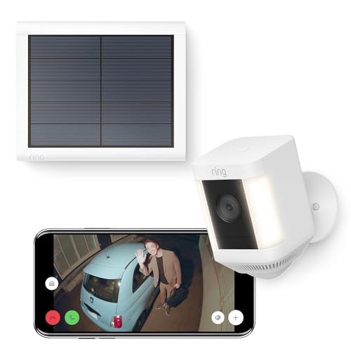 Ring Spotlight Cam Plus, Battery (リング スポットライトカム プラス バッテリーモデル) ホワイト + ソーラーパネル | Ring Homeプラン30日間無料体験 1枚目 画像