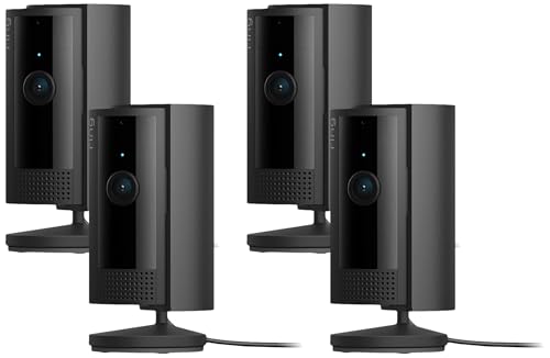 【カメラ4つセット】Ring Indoor Cam (リング インドアカム) 第2世代 ブラック | 軽量小型の屋内用セキュリティカメラ、ペットカメラやご自宅の見守りカメラ、防犯カメラの用途にも プライバシーカバー付き | Ring Homeプラン30日間無料体験 画像1