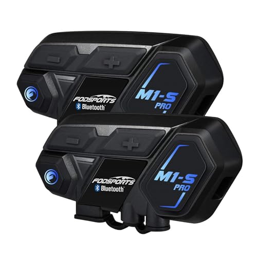 FODSPORTS バイク インカム M1-Sプロ インカム 8人同時通話 通信自動復帰 連続使用20時間 音楽共有 ワンタッチ全部接続 バイク用いんかむ 異なるデバイスと接続可能 CVC&ENCノイズキャンセリング Bluetooth ヘッドセット ユニバーサル接続 防水 HI-FI音質 バイク用通信機器 Siriコマンド対応 日本語音声&説明書 2種類マイク 技適認証済み(2台セット) 1枚目 画像