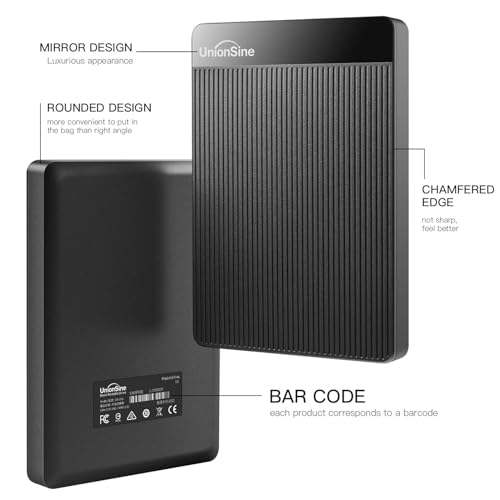 UnionSine 500GB 外付け ハードディスク超薄型外付けHDDポータブルハードディスク2.5インチ USB3.0に対応 PC/Mac/PS4/XBox/テレビ録画(黒)HD2510 最後 画像