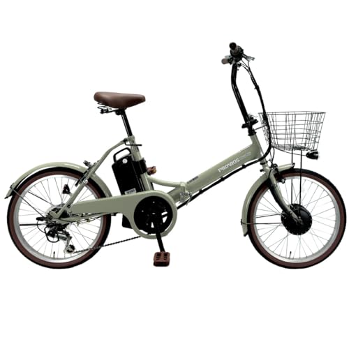 PROVROS(プロブロス) 電動アシスト自転車 20インチ 折りたたみ シマノ6段変速 リチウムイオンバッテリー7.8Ah 前輪駆動 最大46km走行 型式認定 公道可能【メーカー保証1年】P-206E (グレージュ) 1枚目 画像