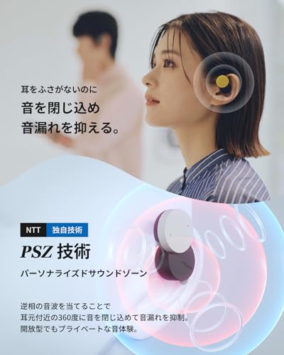 nwm (ヌーム) オープンイヤー型 完全ワイヤレス 耳スピーカー nwm DOTS | 耳をふさがない イヤホン 耳スピ Bluetooth 5.3 NTT sonority チャコールブラック 中間 画像