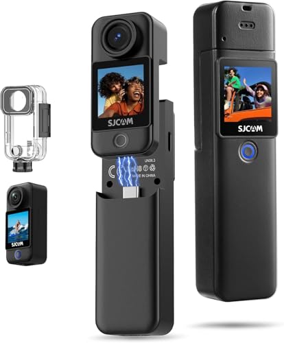 SJCAM C300 4K vlog カメラ Pocket 小型アクション 防水30M,7時間持続バッテリー|デュアルタッチスクリーン154°視野角ポケットハンドヘルド 6軸安定化 POV カメラ 8倍ズームウェアラブルボディカム 3800mAhライブ 64GBカード 1枚目 画像