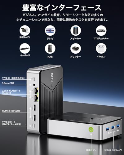 GMKtec NucBox G9 ミニpc【NAS ミニPC 4ベイ 初登場 】ミニpc 最新第12世代インテル Twin Lake-N150 mini pc DDR5 12G RAM+512GB SSD(最大16TB)最大周波数3.6GHz 4コア/4スレッドWindows 11 Pro+Ubuntu WIFI6 BT5.2 小型M.2 2242 SATA パソコン RJ45LANポート付き静音 中間 画像