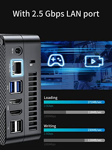 MINISFORUM UM560XT ミニPC AMD Ryzen 5 5600H DDR4 16GB 512GB SSD Windows 11 Pro コンパクトPC 2.5インチHDDスロット Radeon グラフィックス/HDMIx2 /USB-C 4K@60Hz 3画面出力対応 小型 Wi-Fi6/BT5.2/2.5G有線LANポート付き 小型パソコン 中間 画像