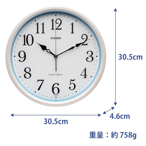 【Amazon.co.jp 限定】 CASIO(カシオ) 掛け時計 壁掛け時計 電波時計 アナログ 夜間秒針停止 パールホワイト IQ-350AMJ-7JF 中間 画像
