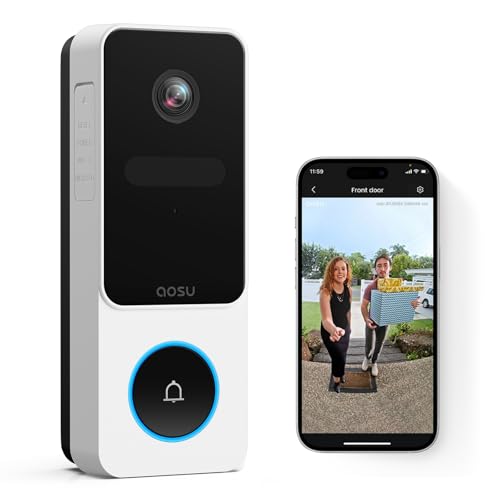 aosu インターホン ワイヤレス 全身が見える パッケージ自動検出 充電式 工事不要 2.4G必要wifi式 2K画素 16:9頭からつま先まで表示 家族共有 動画再生 全身ショット ビデオドアベル ip66防塵防水 人体検知自動アラーム アプリ双方向通話 SDカード/クラウド保存 Alexa対応 画像1
