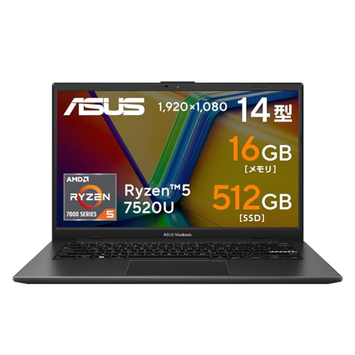 【Amazon.co.jp限定】 ASUS ノートパソコン Vivobook Go 14 E1404FA 14インチ Ryzen 5 7520U メモリ16GB SSD512GB Windows11 バッテリー駆動11.5時間 重量1.38kg ミックスブラック E1404FA-NK255W 1枚目 画像