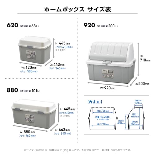 JEJアステージ ホームボックス 日本製 収納庫 家庭用 宅配ボックス ライトグレー880 物置 ゴミ箱 ベランダ 防災 [幅88×奥行44×高さ44.5cm] 中間 画像