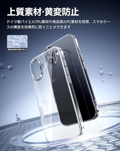 NIMASO iPhone 17 用 ケース クリア 黄変防止 耐衝撃 米軍MIL規格 SGS認証 PC背面 カメラコントロールカバー付き いPhone 17 対応 ケース 傷つけ防止 超薄型 軽量 ワイヤレス充電対応 ストラップホール付き アイフォン 17対応（6.3インチ） スマホケース 透明 （氷星シリーズ）NSC25F1658 中間 画像