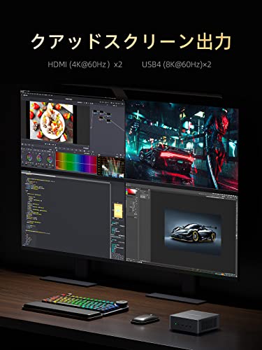 MINISFORUM UM790Pro ミニpc AMD Ryzen 9 7940HS DDR5 32GB 1TB SSD Windows 11 Pro 小型ゲーミングpc Radeon 780M RYZEN AI エンジン HDMI×2/USB4x2(PD|8K@60Hz) 4画面出力/2.5Gbps LAN/Wi-Fi6E/BT5.3付き小型パソコン 中間 画像