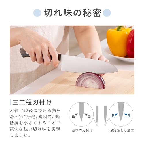 【オンライン限定】貝印 KAI 包丁 三徳 ステンレス 三層鋼 木柄 165mm サビにくい AE2480 中間 画像