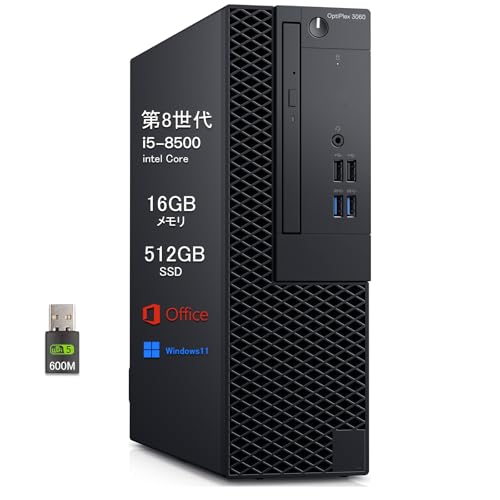 デル デスクトップパソコン OptiPlex 3060SFF、第8世代Core i5-8500 デスクトップPC メモリ16GB SSD512GB、中古 パソコン デスクトップ Win11 Pro Office 搭載、高性能Desktop pc 4K対応、Displayport、HDMI、DVD内蔵 (整備済み品) 1枚目 画像
