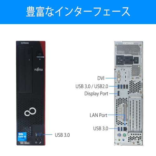 デスクトップパソコン 富士通 ESPRIMO D588 Windows11 整備済 第9世代 Core i5 9500 メモリ16GB 大容量 高速 M.2 NVMe SSD 256GB + HDD 500GB 秒速起動 高性能 DVD Display Port マルチ画面対応 MsOffice 2019 (9世代 Core i5 9500) 中間 画像