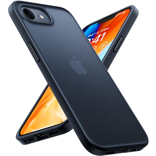 TORRAS iPhone 16e 用 ケース【米軍進化耐久性】 2025 半透明 耐衝撃 マット感 黄ばみなし 滑り止め 指紋防止 レンズ保護 耐久性 カバー ストラップホール付き 6.1インチ（マットブラック） 画像1