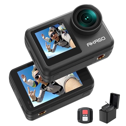 AKASO Brave 7 LE アクションカメラ 4K60fps 20MP IPX7本機防水 40M防水 水中カメラ 六軸手ぶれ補正 アクションカム デュアルカラー タッチパネル式 タイムラプス WiFi/Type-C外部マイク対応 1350mAhバッテリー2個 リモコン付き 1枚目 画像