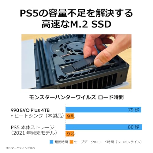 【M.2 SSD + ヒートシンク セット(PS5動作確認済み)】Samsung Gen4 SSD 990 EVO Plus 4TB + M.2 SSD用セパレートヒートシンク 中間 画像