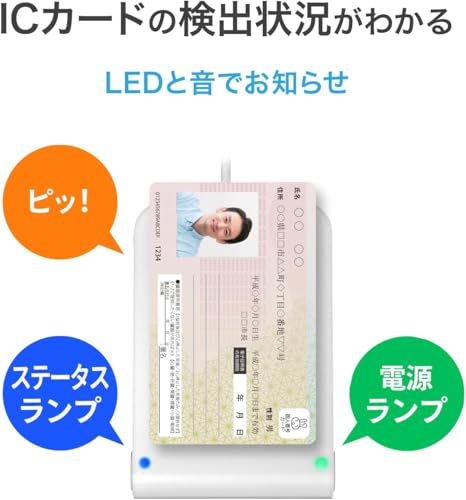 【セット買い】IODATA ICカードリーダーライター マイナンバー 病院 クリニック 受付 本人確認 医師資格証 薬剤師資格証 HPKIカード 電子車検証 マイナ免許証 USB-NFC4/E＋IODATA 延長ケーブル US2-EXT200 中間 画像
