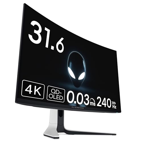 Dell AW3225QF 32インチ 曲面 有機EL Alienware ゲーミングモニター(3年間無輝点交換保証/4K/QD-OLED/1700R曲面/DP1.4×1,HDMI×2/DCI-P3 99%/高さ調整,傾き/0.03ms/240Hz/G-SYNC Compatible,DisplayHDR TrueBlack 400,Dolby Vision HDR) 画像1