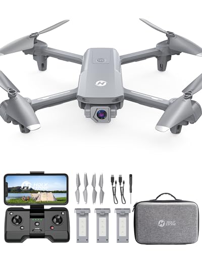 Holy Stone ドローン カメラ付き 100g未満 GPS搭載 申請不要 屋外 小型 1080Pカメラ バッテリー3個 42分飛行時間 クリスマスプレゼント 自動帰還 フォローミーモード ウェイポイントモード 誕生日ギフト HS155 (グレー) 1枚目 画像