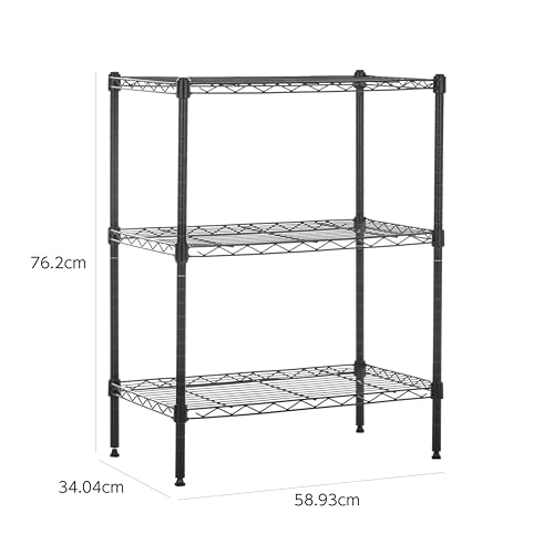 Amazonベーシック 3段スチールラック 棚 メタルラック 耐荷重340kg 幅58.9×奥行34×高さ76.2cm ブラック 中間 画像