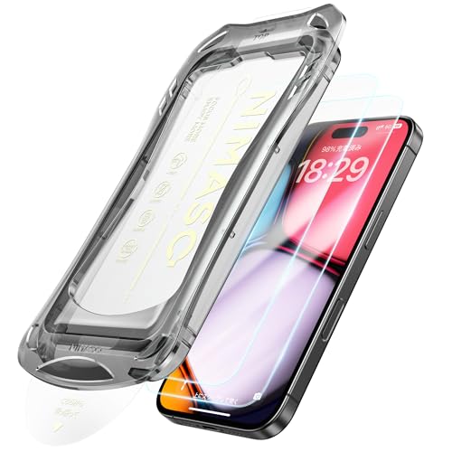NIMASO ガラスフィルム iPhone 16 Pro Max用 強化ガラス 保護フィルム 自動除塵 超簡単貼り付け 耐衝撃 指紋防止 ガイド枠付き 2枚セット アイフォン16プロマックス 対応(6.9インチ)DSP24I1528 1枚目 画像