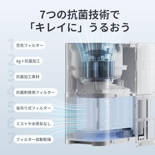 SwitchBot 加湿器 気化式 スマートリモコン ハブ2 - スイッチボット アレクサ 省エネ 温湿度計機能付き 遠隔操作 パワフル加湿 除菌 冬乾燥対策 給水かんたん スマートホーム Google Home IFTTT Siri SmartThingsに対応(気化式加湿器+ハブ2) 中間 画像