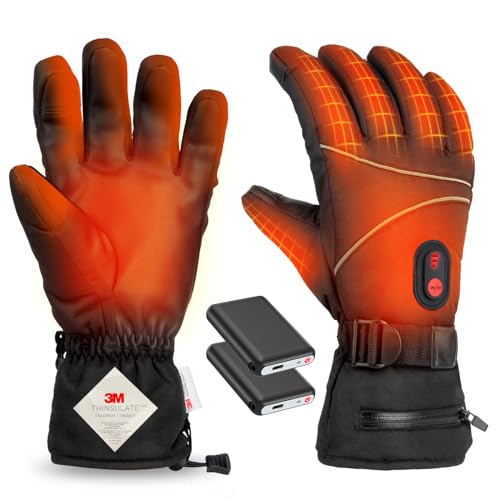 電熱グローブ 電熱手袋 【2025年新登場 16000mAhバッテリー付き】 ヒーター手袋 65℃最高温度 バイク用 3Mシンサレート DC給電 防寒グローブ メンズ レディース 3段階温度調節 タッチパネル対応 滑り止め付き 裏起毛 (ブラック, L) 1枚目 画像