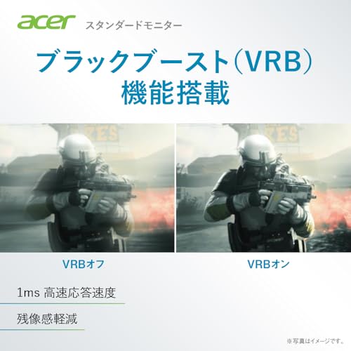 Acer モニター 23.8インチ フルHD 非光沢 120Hz 1ms(VRB) sRGB 99% AdaptiveSync HDMI 1.4 ミニD-Sub 15ピン スピーカー・ヘッドフォン端子非搭載 VESAマウント対応 ゼロフレームデザイン 3年保証(パネルは1年) EK241YGbi 中間 画像
