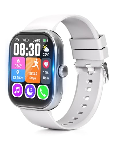 スマートウォッチ【稼働時間突破!業界初1000mAh電池&保護フィルム付属】Smart Watch 活動量計 腕時計 iPhone対応 アンドロイド対応 Bluetooth6.0 2.01インチ大画面 通話機能付き メッセージ通知 IP68生活防水 長持ちバッテリー 薄型 軽量 スポーツウォッチ 音楽再生 多機能スマートウォッチ 多種類運動モード 多種類文字盤 プレゼントに最適 (シルバー) 1枚目 画像