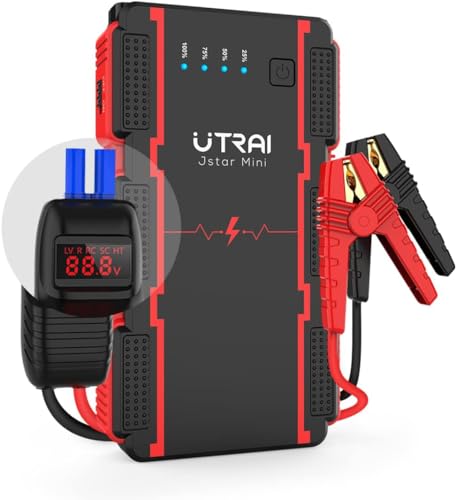 UTRAI ジャンプスターター 12V車用 瞬間最大出力2500A 7.5Lガソリンエンジン車 / 5.5Lディーゼル車対応 バッテリー ブースター スマートブースターケーブル モバイルバッテリー機能 LED緊急ライト 安全保護システム PSE承認済み (13800mAh) 画像1