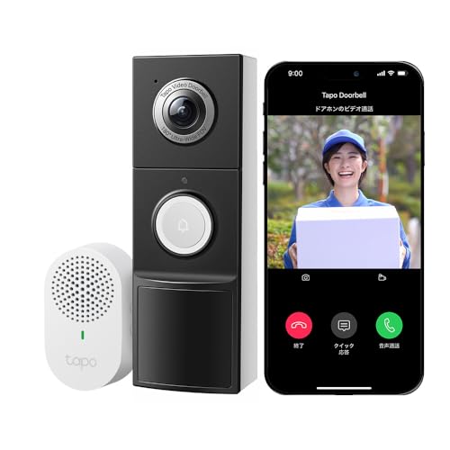 Tapo スマートドアホン スマホ ビデオドアベル インターホン カメラ付き 2K 5MP (500万画素 ワイヤレス AI検知 フルカラー 180°超広角 Tapo D235 1枚目 画像
