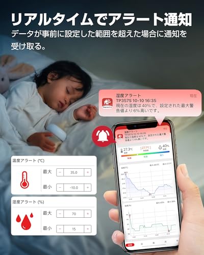 ThermoPro 温湿度計 Bluetooth 温度湿度計 デジタル 温度計 無線 高精度 見やすいデカ文字 スマホで温度湿度管理 アラーム機能 ミニサイズ 壁掛け マグネット スタンド付 梅雨 熱中症対策 乾燥対策 温室 部屋 室内用 TP357 (3個) 中間 画像