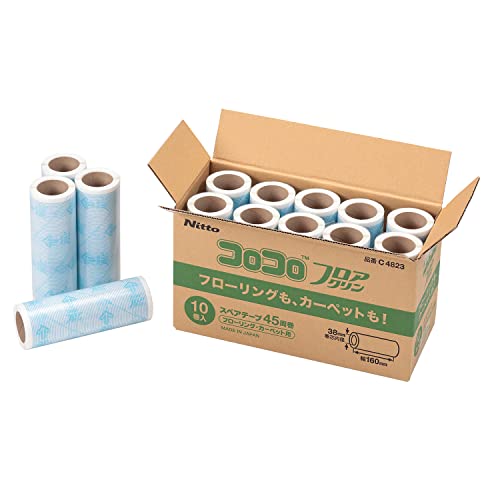 ニトムズ コロコロ フロアクリン スペアテープ フローリング・カーペット対応 45周 10巻入り C4823 白 画像1