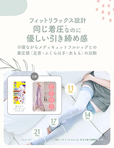 メディキュット 【Amazon.co.jp限定】着圧ソックス 寝ながら ネイチャーヒーリング ソックス フルレッグ 太もも ナチュラルグレー L + おまけ付き 中間 画像