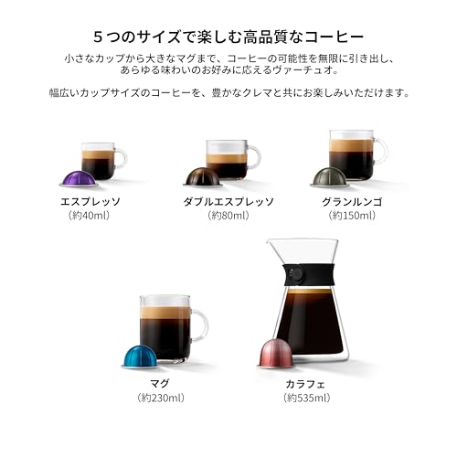 【Amazon.co.jp限定】ネスプレッソ カプセル式コーヒーメーカー ヴァーチュオ ネクスト ダークグレー 水タンク容量1.1L 遠心力抽出 ワンタッチ GDV1-GR-W 中間 画像