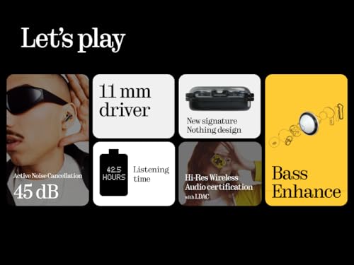 【VGP 2025 金賞】Nothing ワイヤレスイヤホン NOTHING Ear (a) ノイズキャンセリング/ChatGPT対応/Bluetooth / 最大42.5時間使用可能 / 軽量/外音取り込み/ハイレゾ対応 (ホワイト) 中間 画像