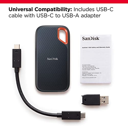 SanDisk 2TB Extreme Portable SSD - Up to 1050MB/s - USB-C, USB 3.2 Gen 2 - External Solid State Drive - SDSSDE61-2T00-G25 中間 画像