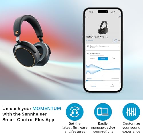 ゼンハイザー(Sennheiser) ワイヤレスヘッドホン bluetooth MOMENTUM 4 Wireless ブラック 高性能ドライバー ノイズキャンセリング 60時間再生 タッチパネル 低遅延 aptX Adaptive マルチポイント 【国内正規品】 中間 画像