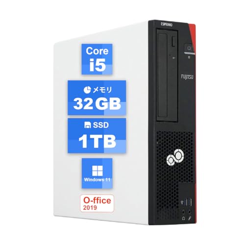 【整備済み品】富士通デスクトップESPRIMO D588 第8世代タワーPC Core i5-8500|O-ffice2019・Windows11|初期設定済・WiFi・Bluetooth対応・整備済・180日保証付 (メモリ32GB+SSD1000GB) 1枚目 画像