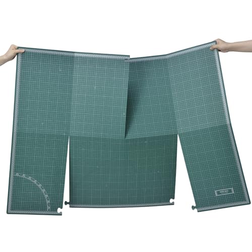 髙儀(Takagi) 折りたたみ式 カッティングマット カッティングシート デスクマット パズル構造 ジョイント リバーシブル 両面仕様 折りたたんで使用可能 TPE製 継ぎ目 フラット 切断 描画 工作 計測 大判 特大 高儀 カッターマット グリーン 900×1200mm A0 折り畳み式 1枚目 画像