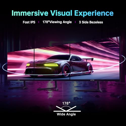 KTC 24 inch Monitor, Fast IPS 1080p 144Hz 165Hz 1ms, 125.25% sRGB, HDR, Borderless, FreeSync Premium & G-Sync, HDMI 2.0x2, DP1.4x2, Vesa Support, Eye Care for Gamers 中間 画像