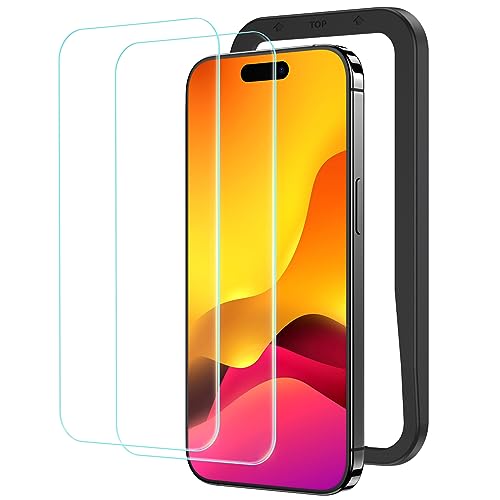 NIMASO ガラスフィルム iPhone15Pro用 強化ガラス 保護フィルム ガイド枠付き 2枚セット アイフォン15プロ対応 NSP23H743 画像1
