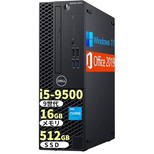 【整備済み品】デスクトップパソコン DELL Optiplex 3070 SFF/Win 11/MS Office 2019/第9世代Corei5-9500/メモリ 16GB/SSD 512GB/無線WIFI/DVDドライブ/USB 3.1/HDMI/DP/初期設定済 画像1