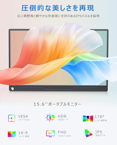 EVICIV モバイルモニター 15.6インチ 1920*1080 ゲーミング用 ポータブルディスプレイ IPS液晶パネル 薄型 軽量 ペンホールスタンド VESA 保護カバー USB Type-C 標準HDMI PS4/XBOX/Switch/PC/Macなど対応 在宅勤務 リモートワーク EVC-1506 最後 画像